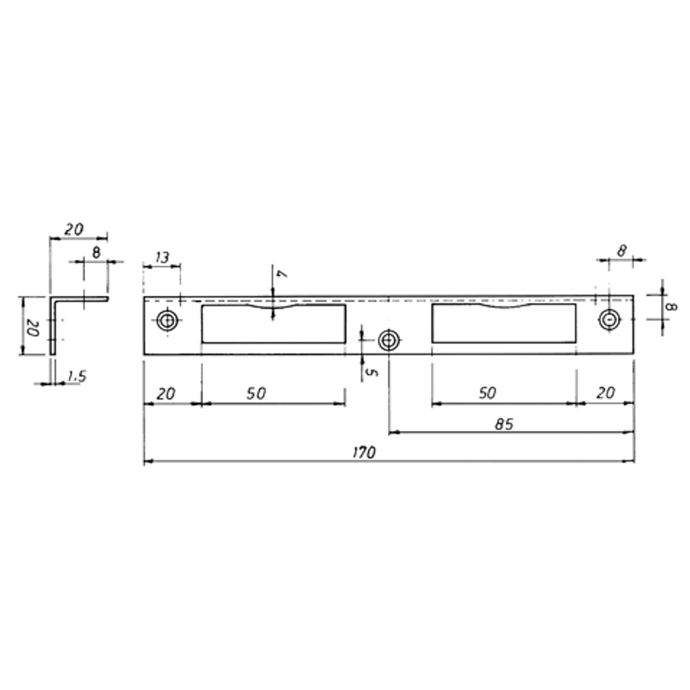 08400006 mauer 400 sl.plaat RVS Ls/Rs rechthoekig