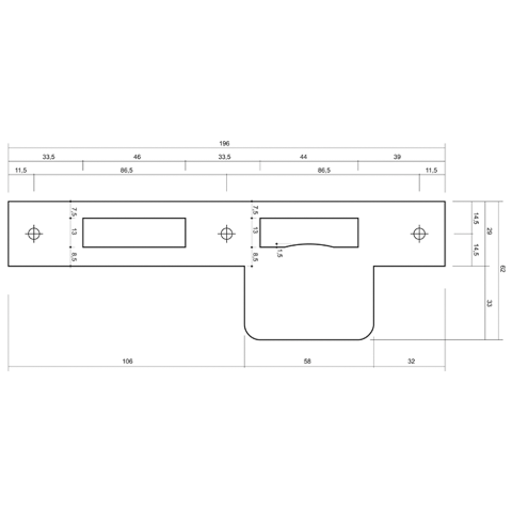 08537106L Mauer 537 L strike plate Stainless steel Din Left