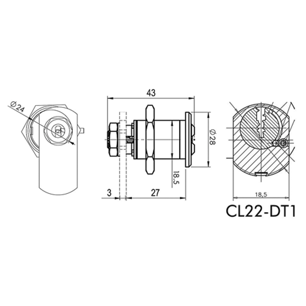 41CL22-DT1-NI mauer CL22-DT1-Ni-3 sl camlock/post box cil.